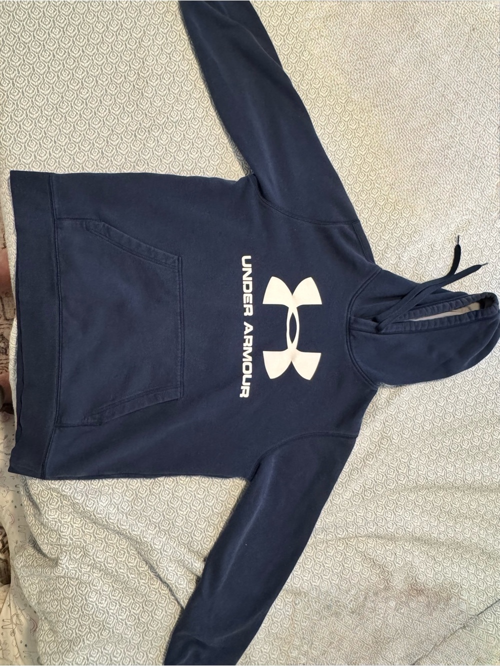 Under Armour Navy Pullover Hoodie with White Logo